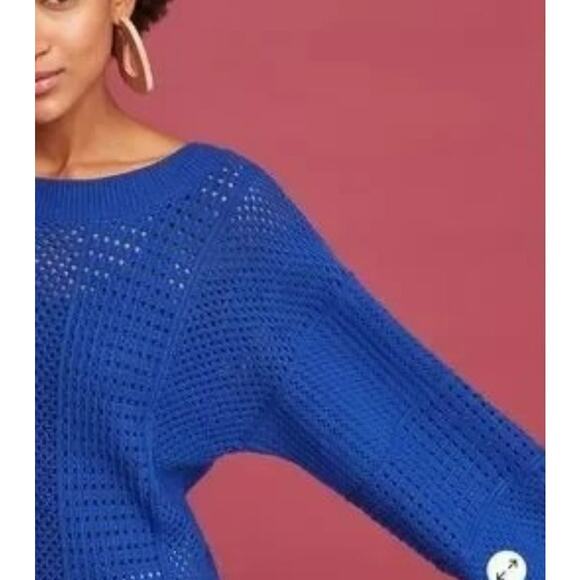 Anthropologie Moth Reese Kimono Blue Boatneck Sweater Womens Small - Picture 2 of 11